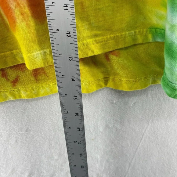 San Diego Tank Top Women's Sm Yellow Blue Tie-dye Boxy Cropped Hooded Drawstring - Picture 4 of 10